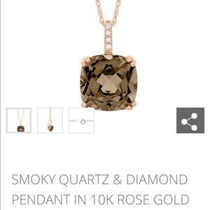10K Rose Gold Smoky Quartz & Diamond Necklace